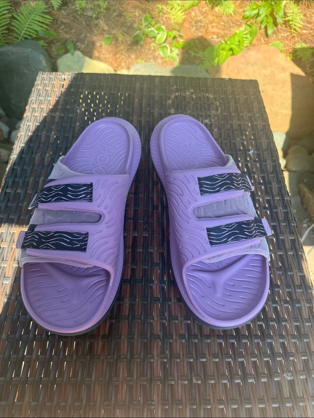 NEW💜HOKA All Ora Luxe Slide Sandals in violet bloom/outer space $80 m 14, w 15
